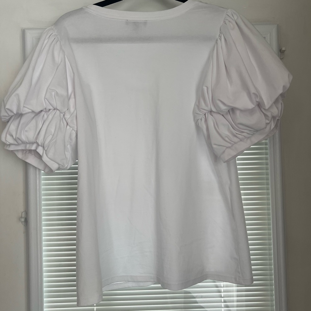 Express Puff Sleeved White Tee - Picture 3 of 4